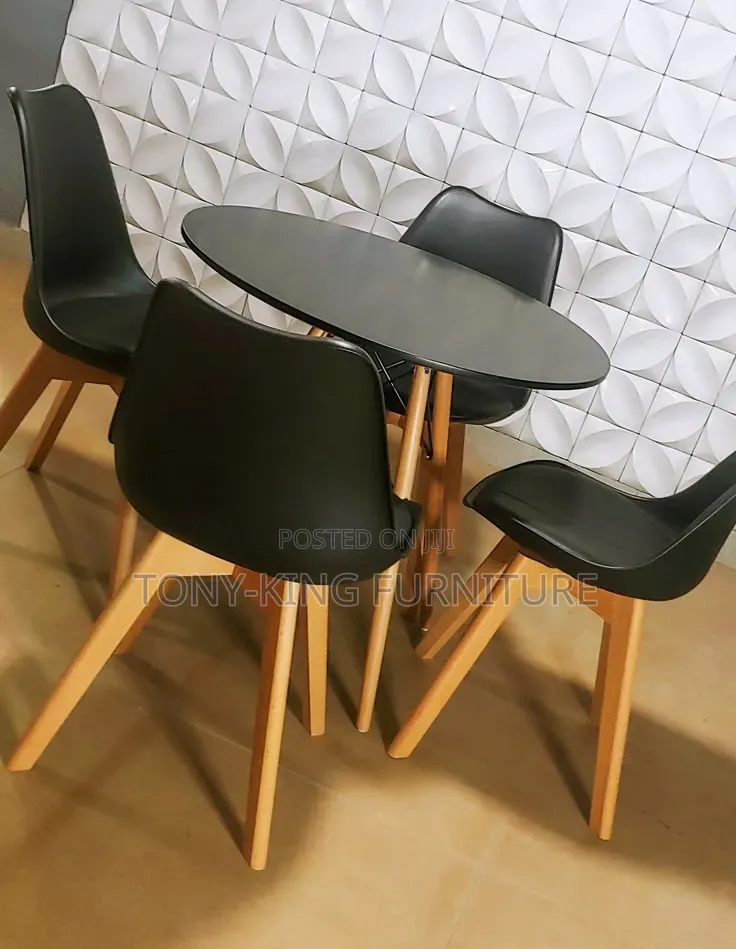 Luxury Modern Mini Round Dining Table With 4 Padded Chairs