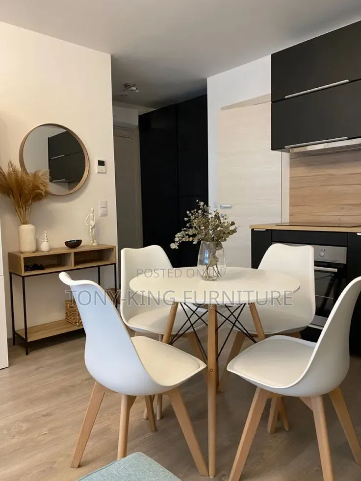 Luxury Modern Mini Round Dining Table With 4 Padded Chairs