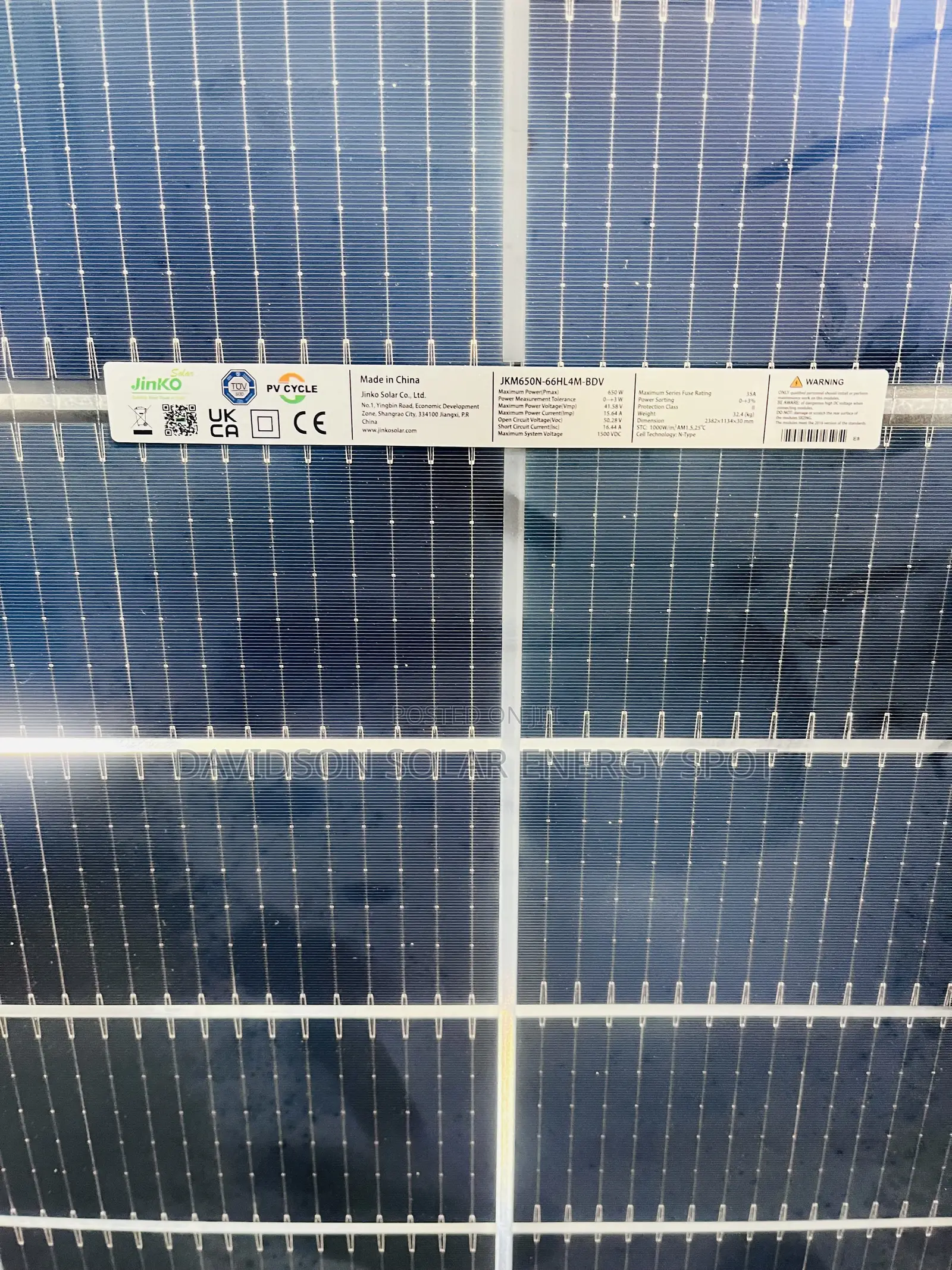 650watt Jinko Solar Panel Half Court