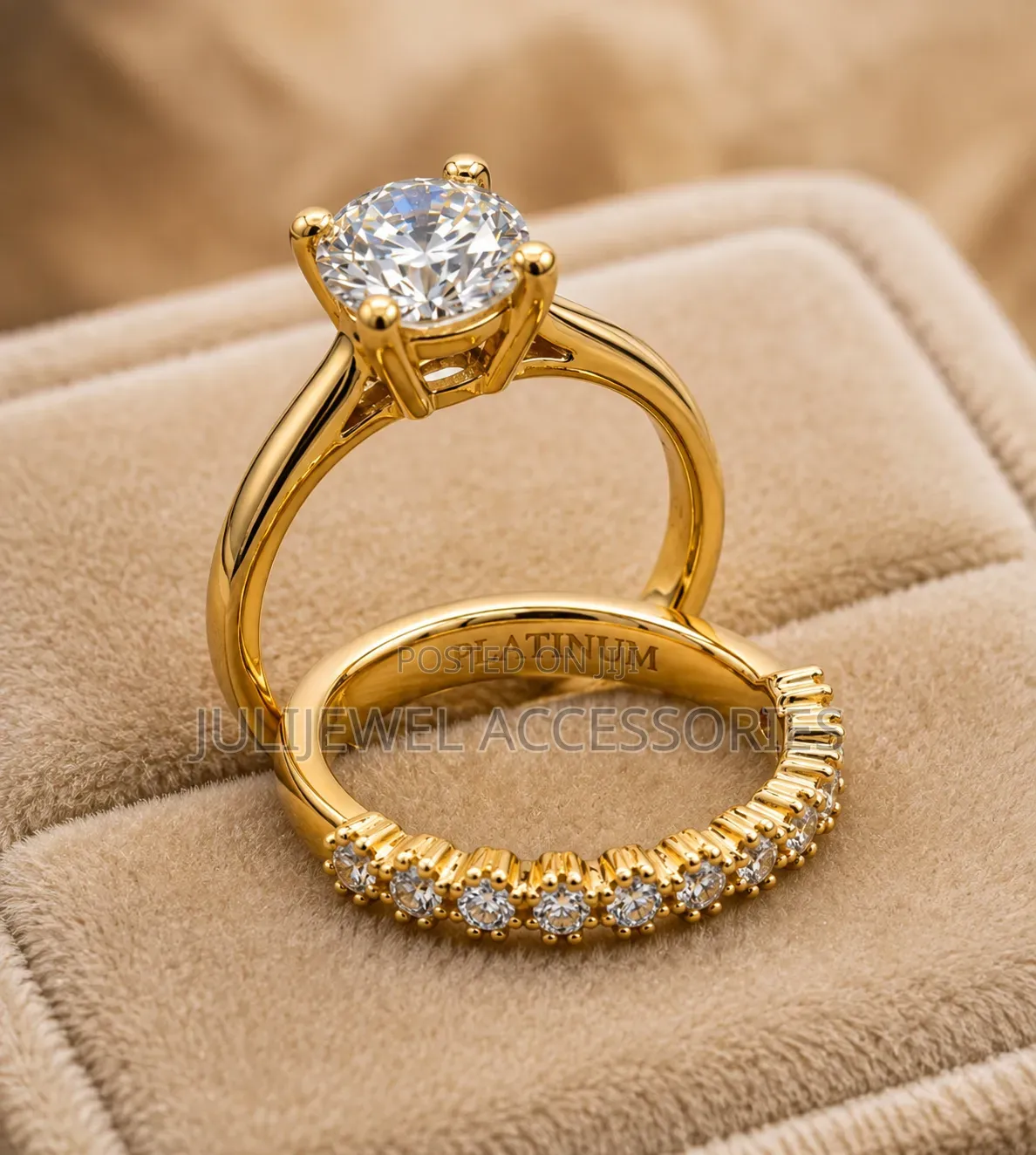 18k Gold/Silver Plated Platinum Cubic Zirconia Eternity Bridal Set