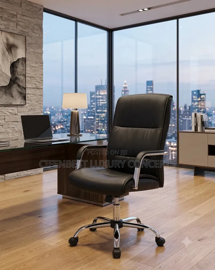 Stylish (107) Swivel Chair With Leather Back and Seat