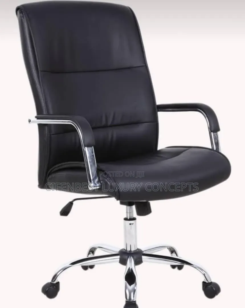 Stylish (107) Swivel Chair With Leather Back and Seat