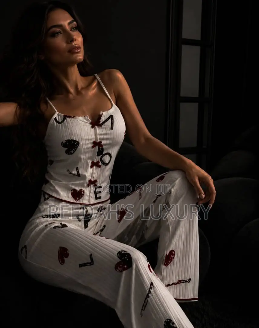 Heart Print Sheer Cami Set