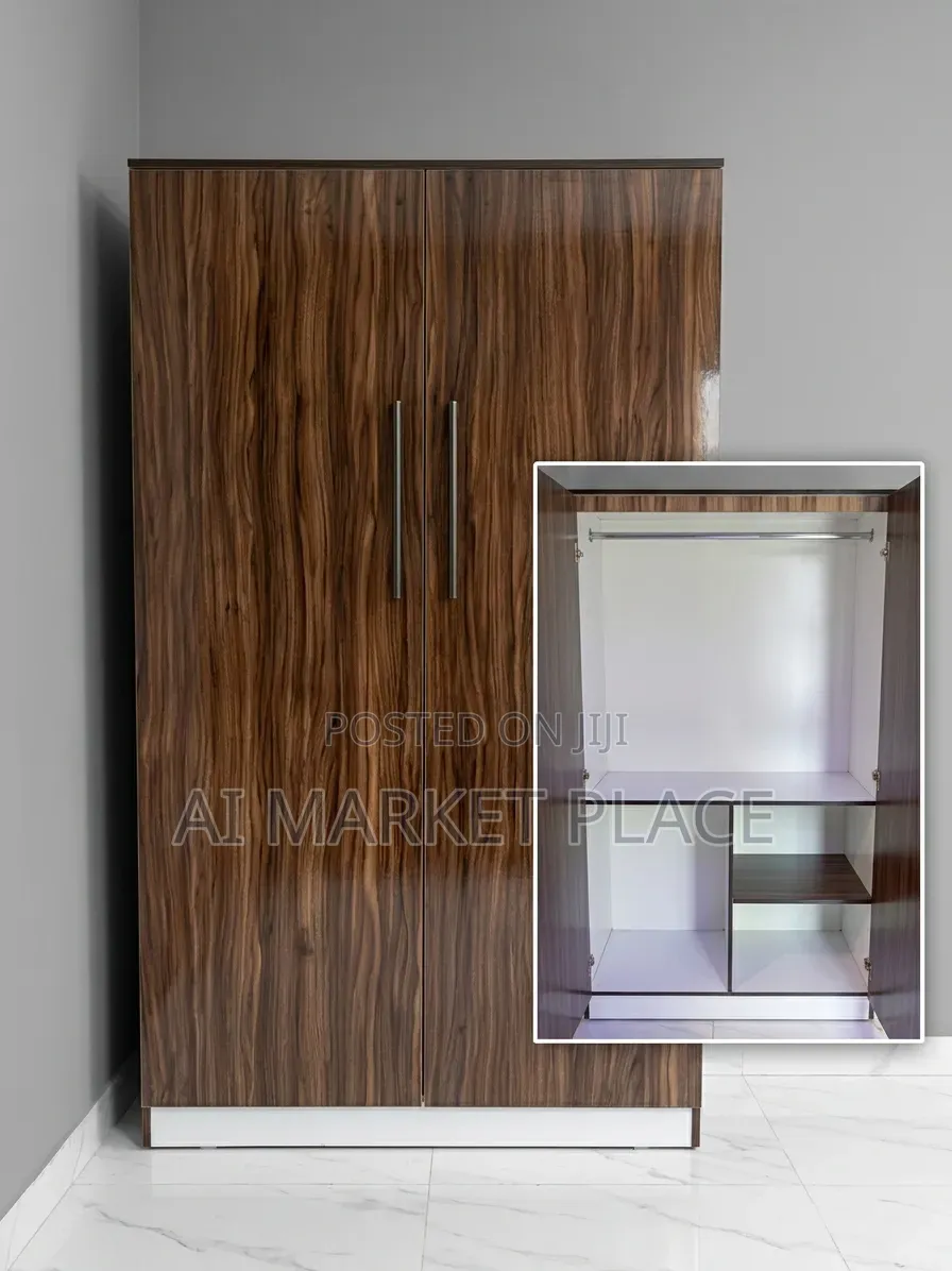 Modern Two-Door Walnut Wardrobe 4 by 6