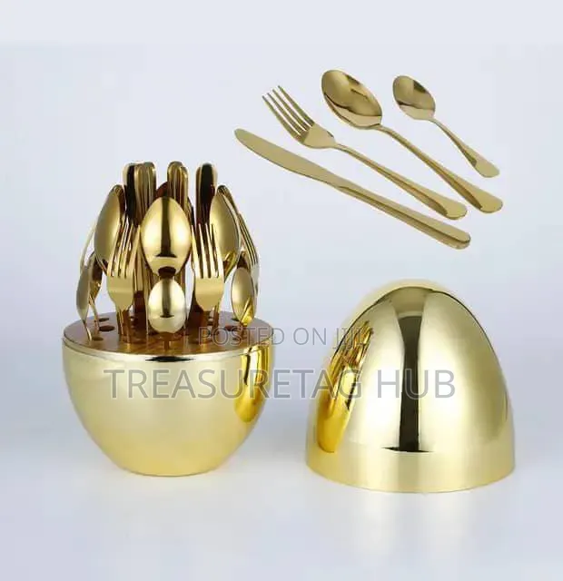 Gold Egg Shape Eating Cutlery