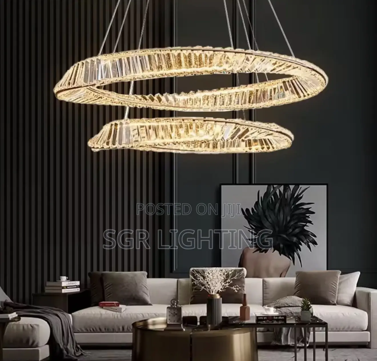 Modern Crystal Lustre Ceiling Chandelier Gold Irregular Ring Blight