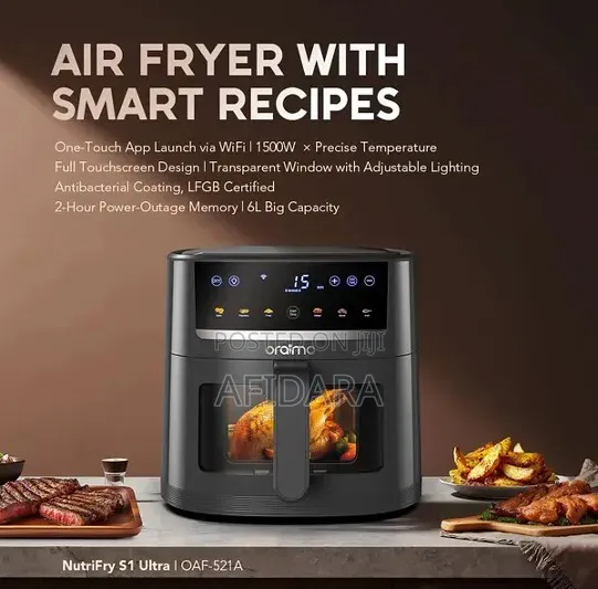 Oraimo NutriFry S1 Ultra 1500W 6L Air Fryer – Full Touchscreen