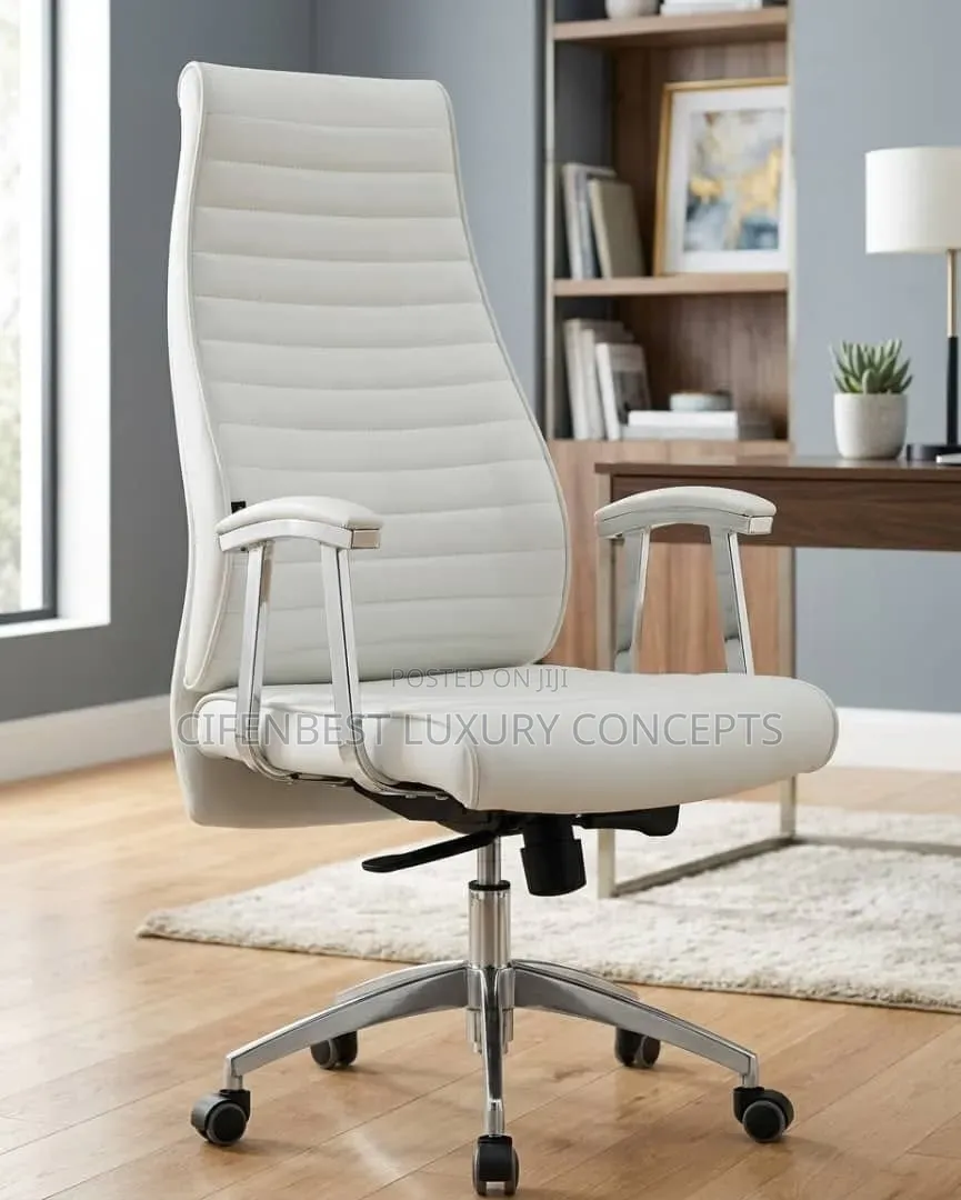Executive White leatherSwivel Chair B430 Model