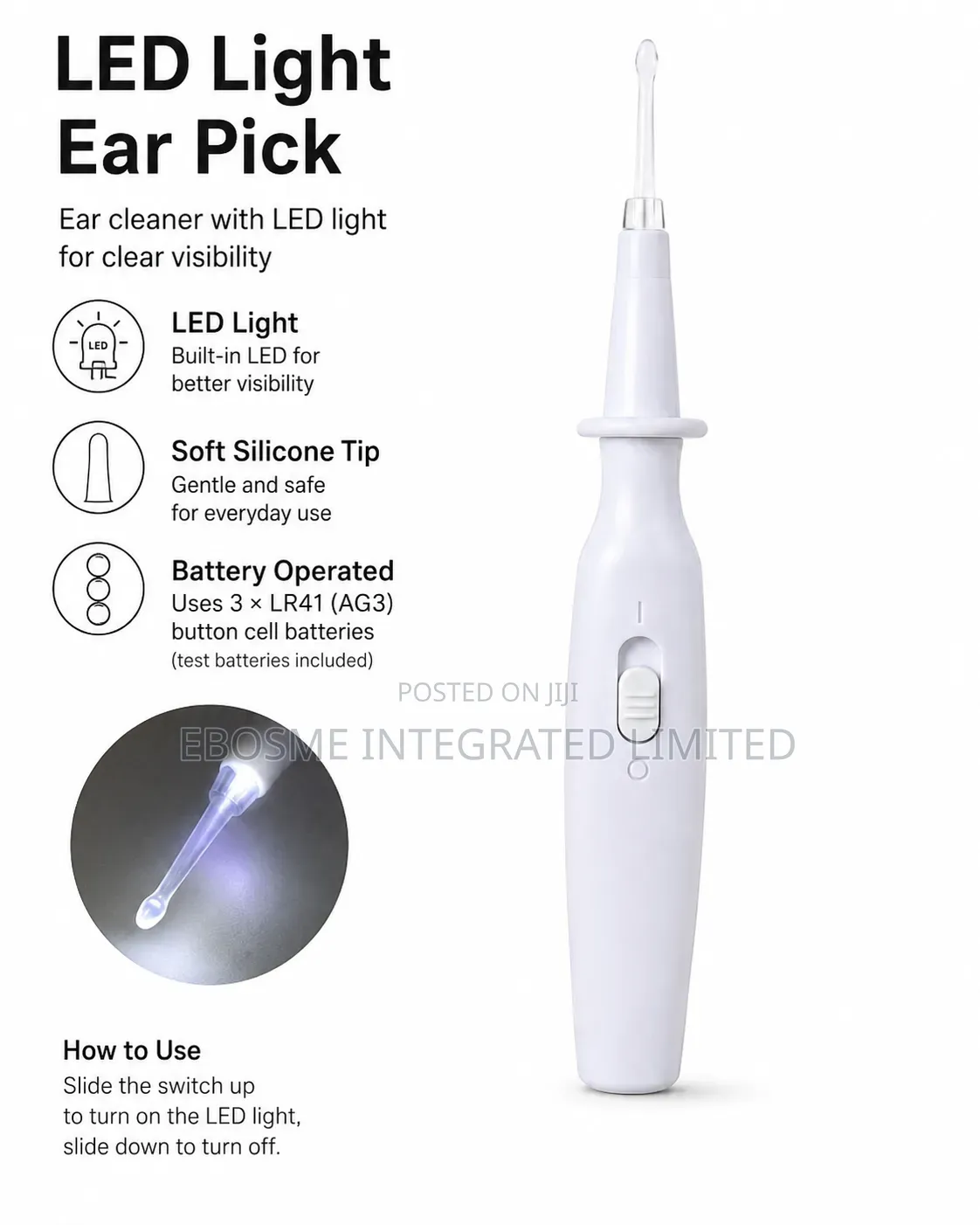 LED Light Ear Pick With Soft Silicone Tip