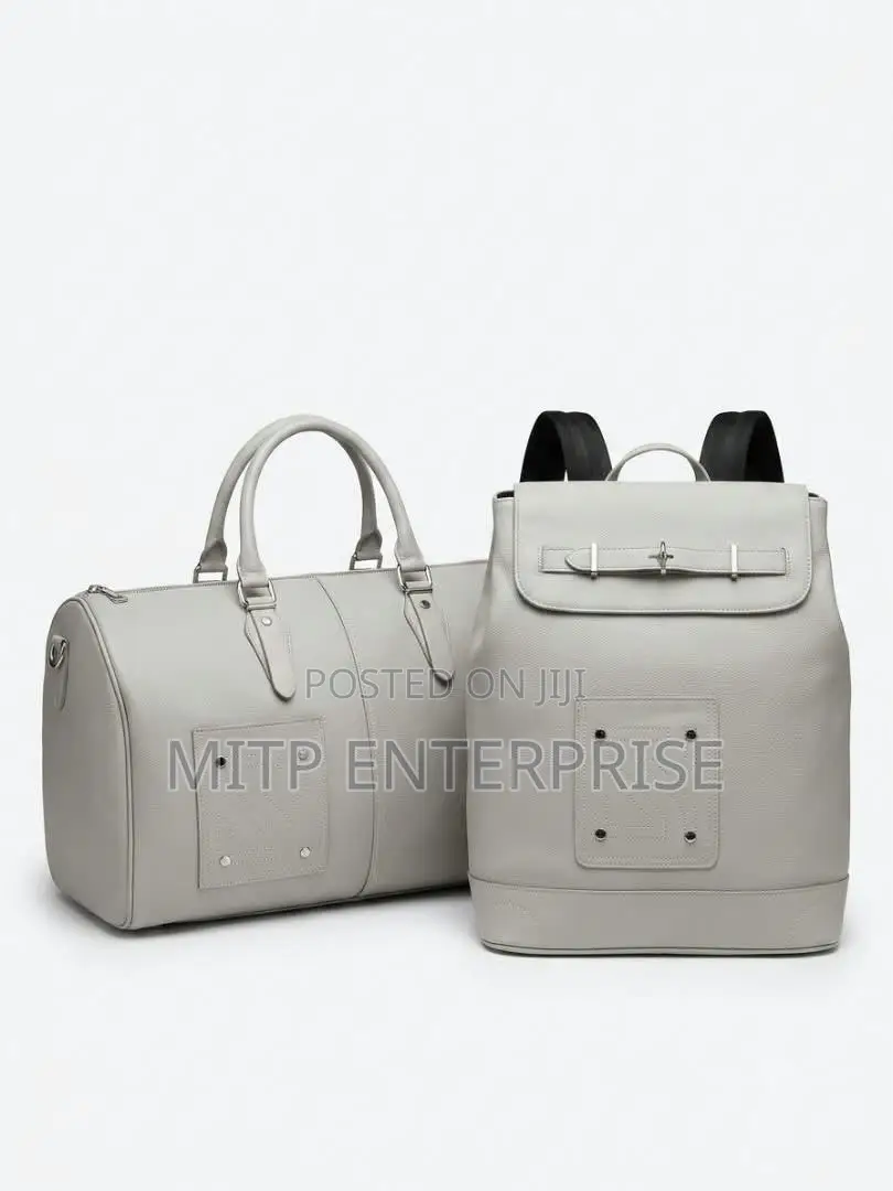 Premium Leather Duffle Backpack Set.