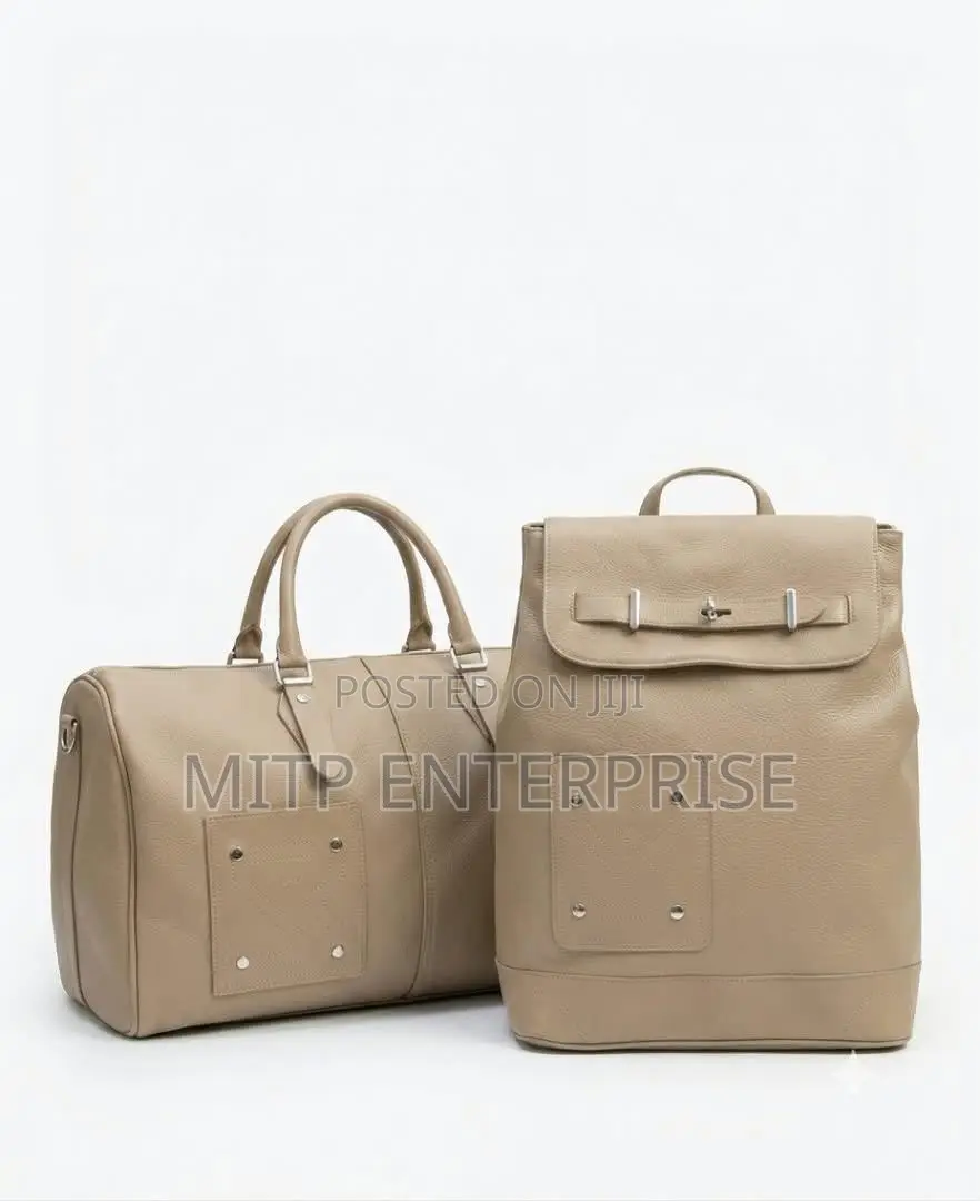 Premium Leather Duffle Backpack Set.