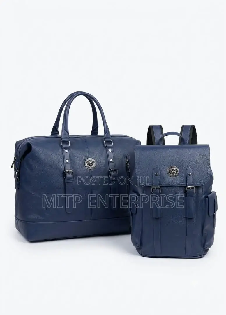 Premium Leather Duffle Backpack Set.