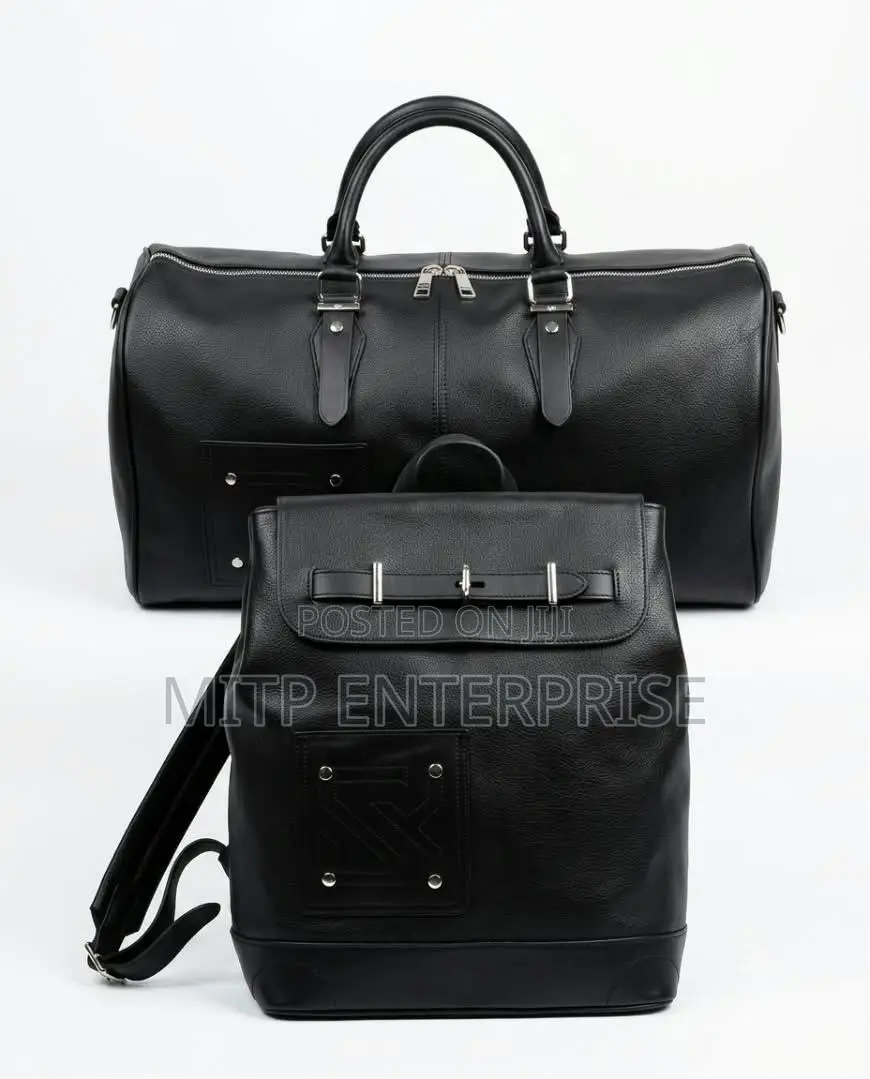 Premium Leather Duffle Backpack Set.