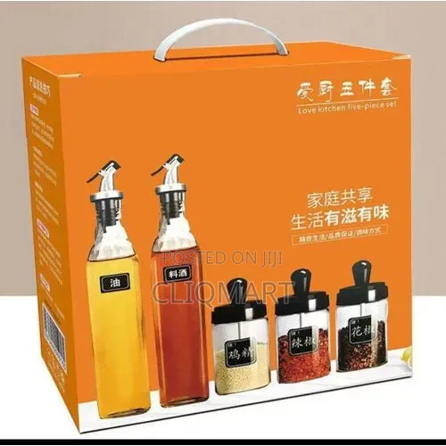 5-Piece Kitchen Seasoning Set – Oil Dispenser No Leakage No Mess
