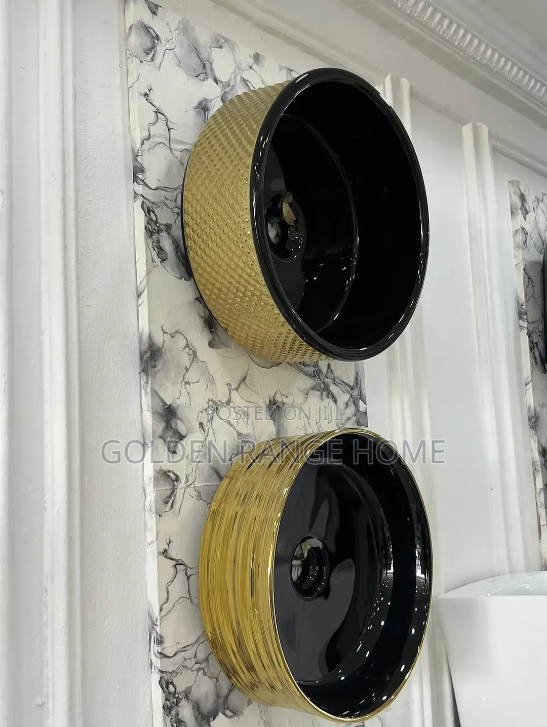 Gold and Black Countertop Basin