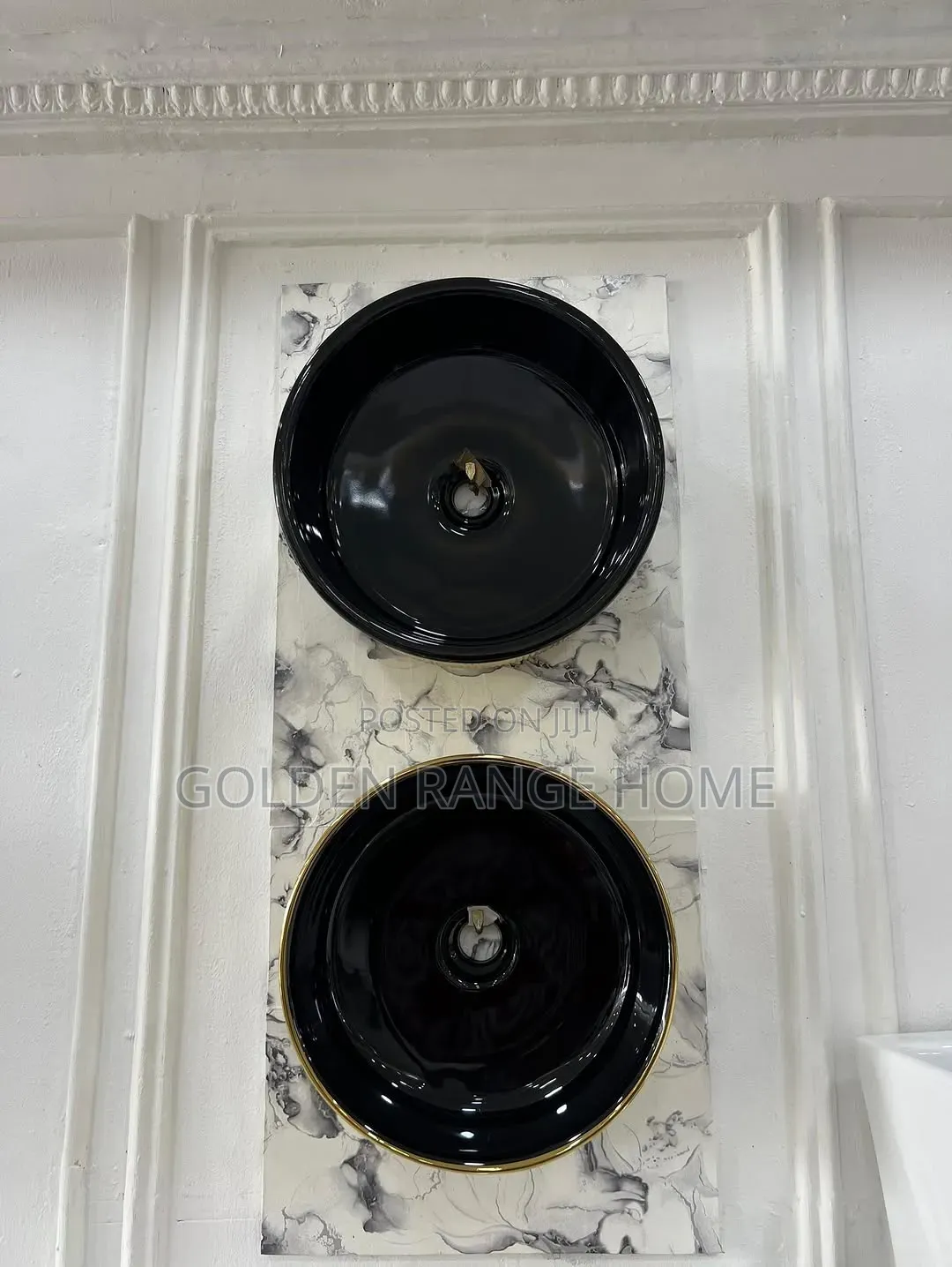 Gold and Black Countertop Basin