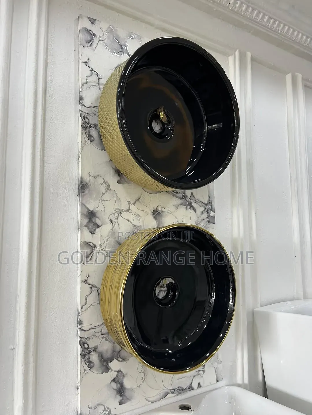 Gold and Black Countertop Basin
