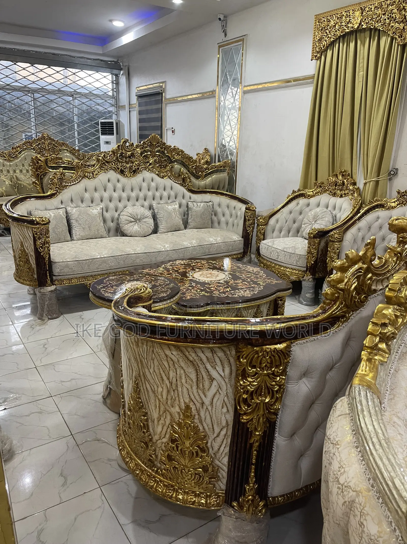 Full Set of High Classic Turkish Royal Fabric Sofa Chair