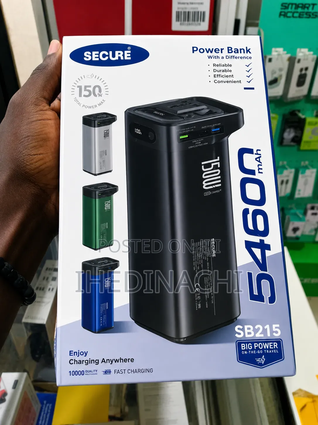 SECURE 54600mAh 150W Power Bank for Laptop & Phone Fast Charging