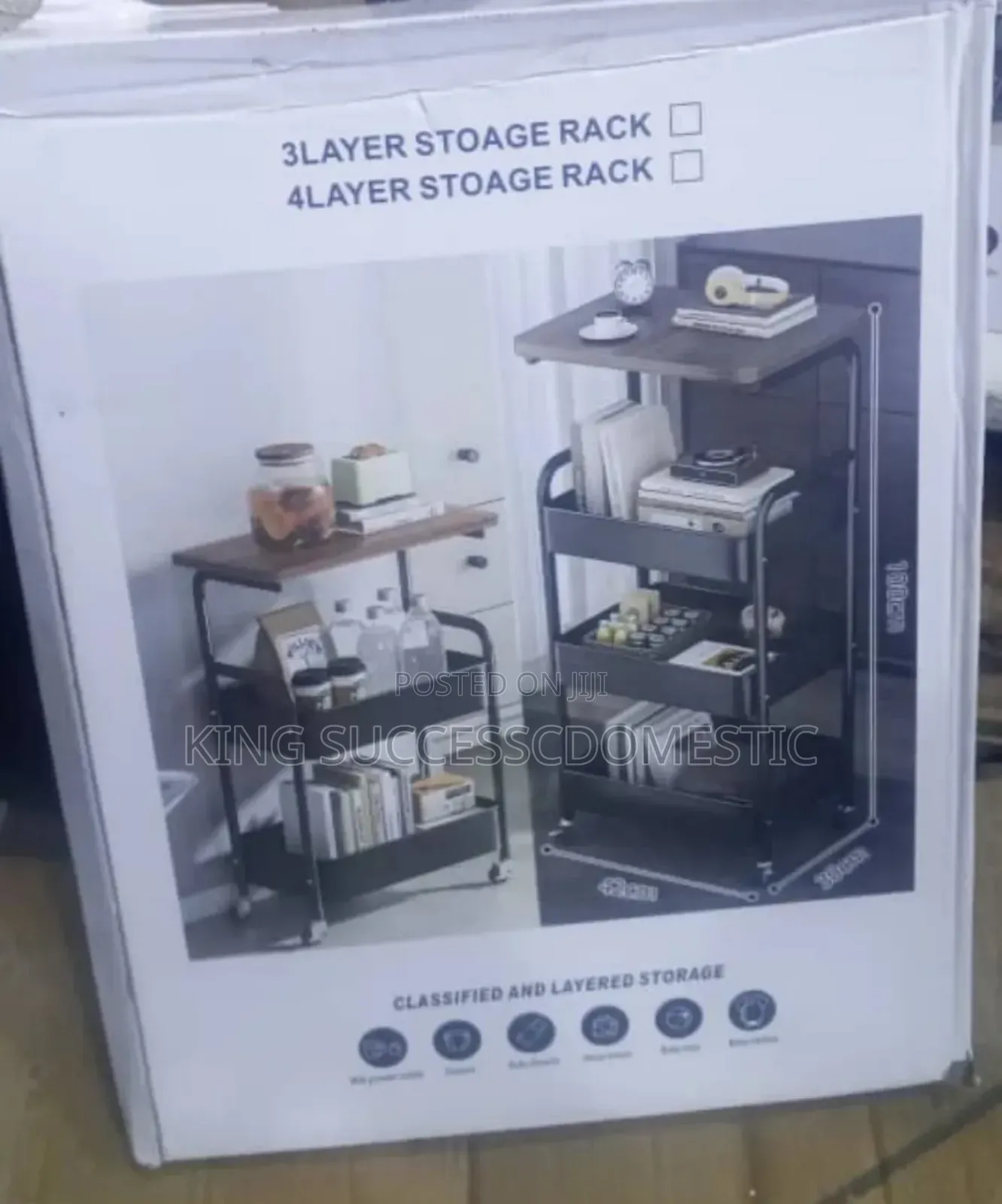 Modern Multi-Purpose Tiered Storage Rack Trolley