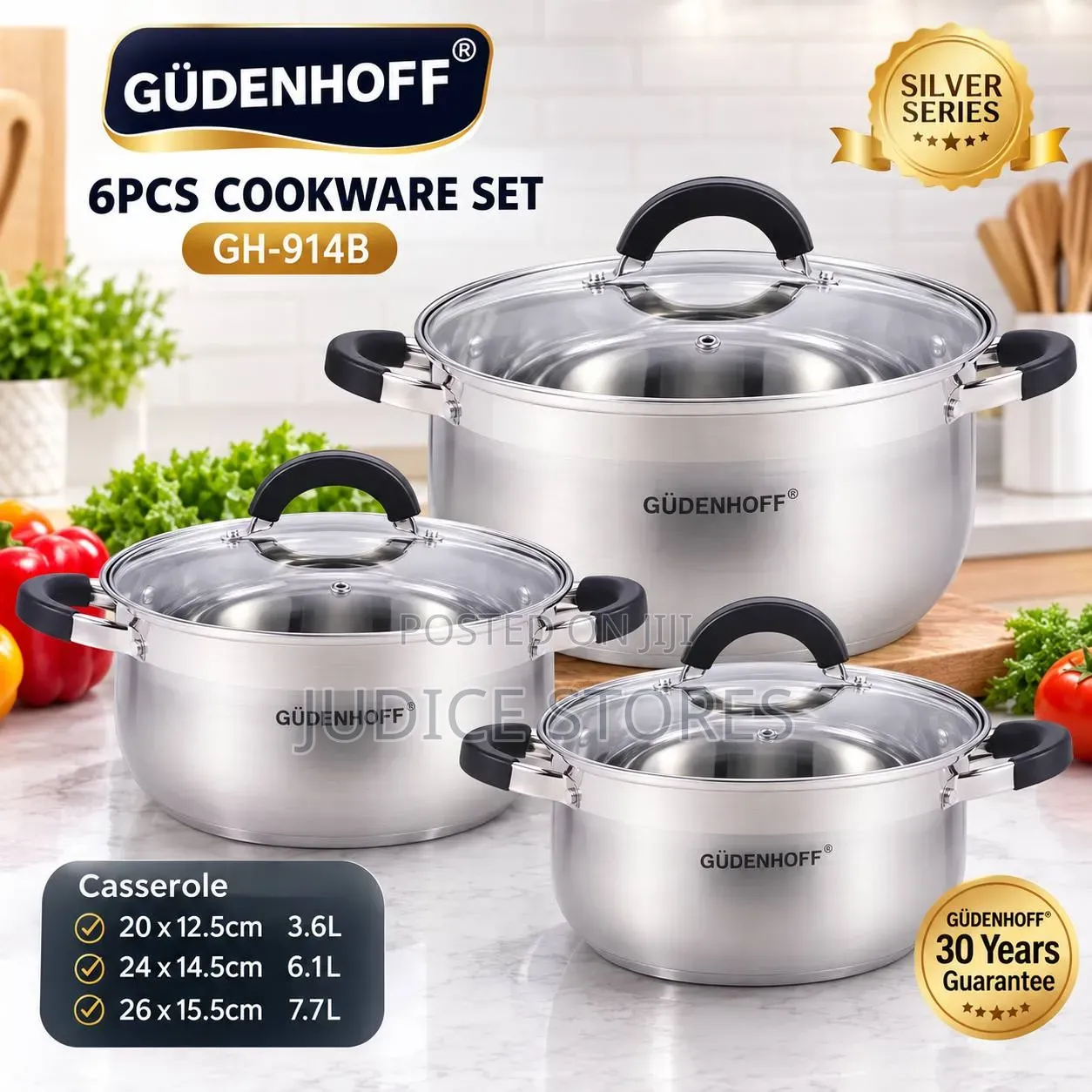 6 Pieces Gudenhoff Aluminum Pot Set