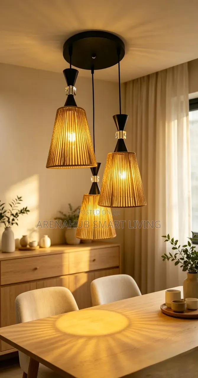 JOYINLED 3-Light Pendant Light Hand Woven Wicker Chandelier