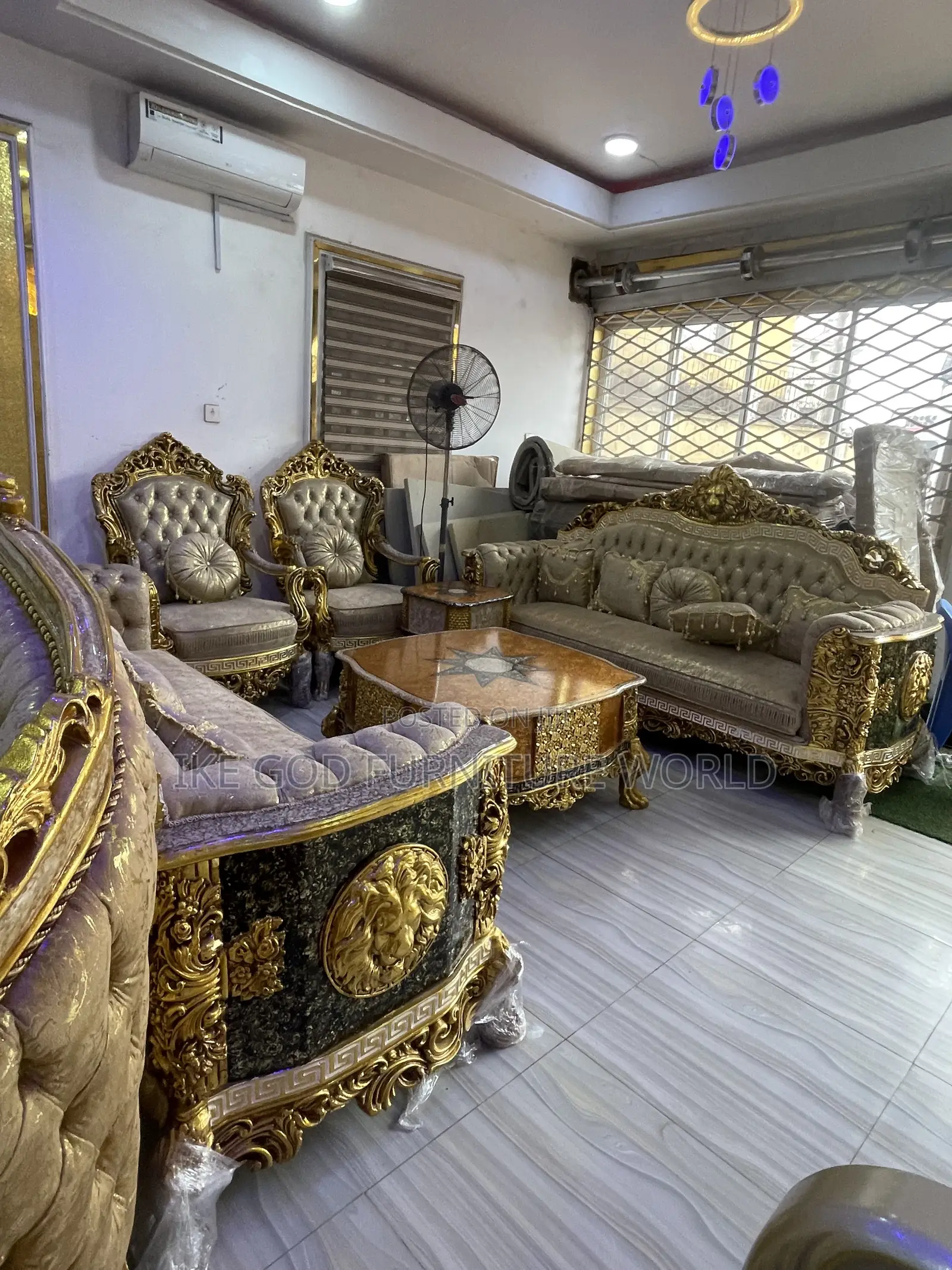 Complete Set of High Classic Imported Royal Fabric Sofa Chair