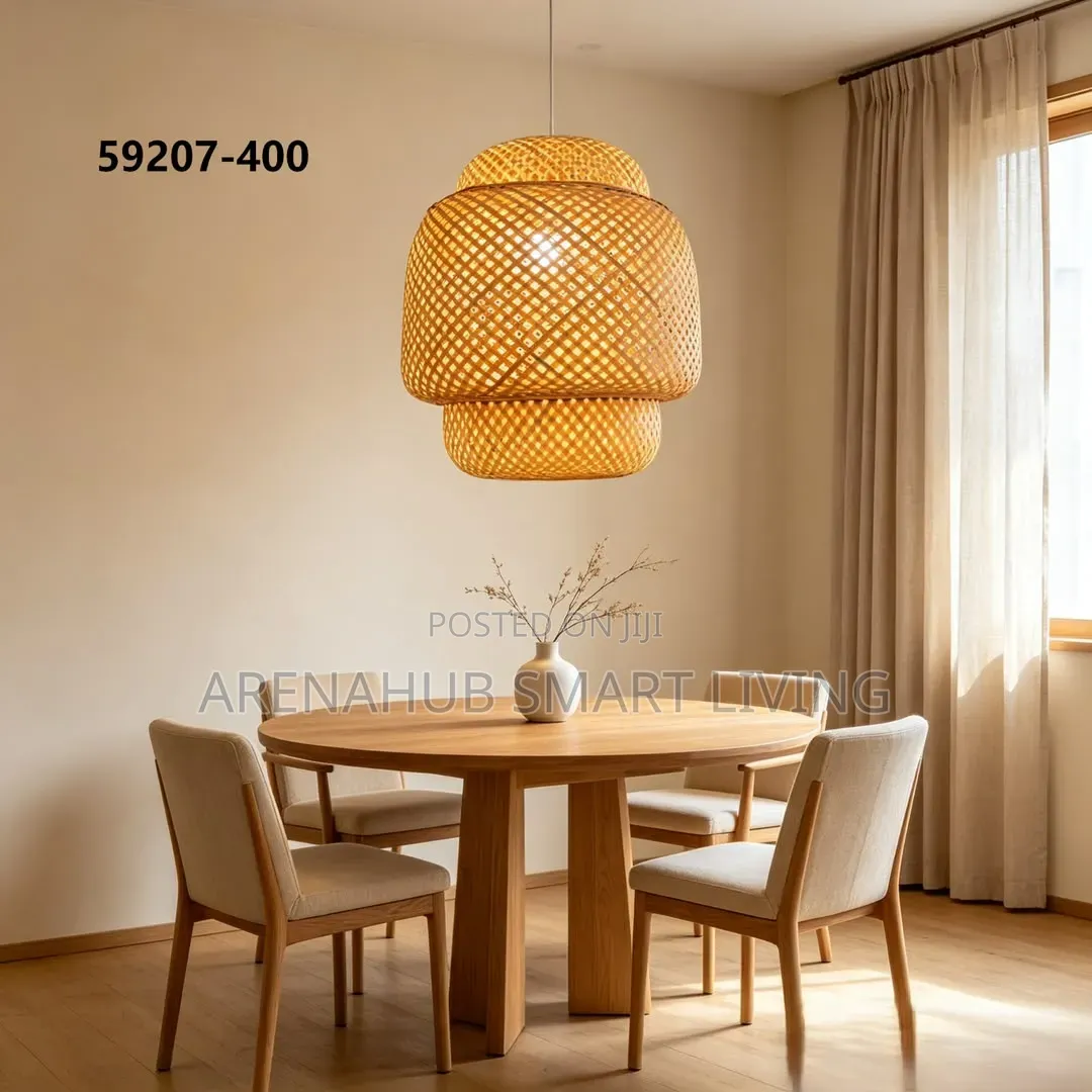 Hand Knitted Bamboo Pendant Light Retro E27 Chandelier Natural Rattan