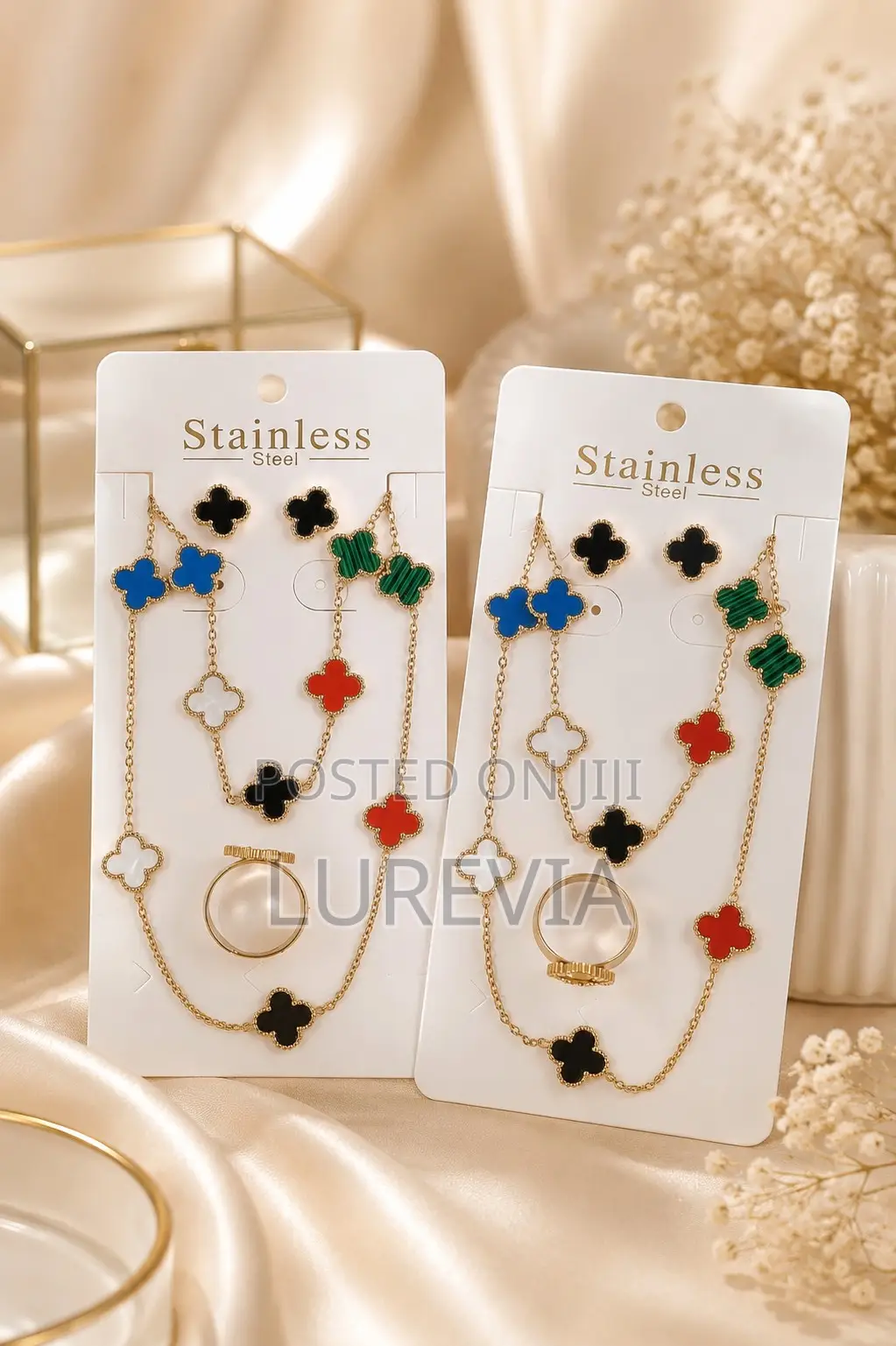 Clover-Inspired Stainless Steel Jewelry Sets