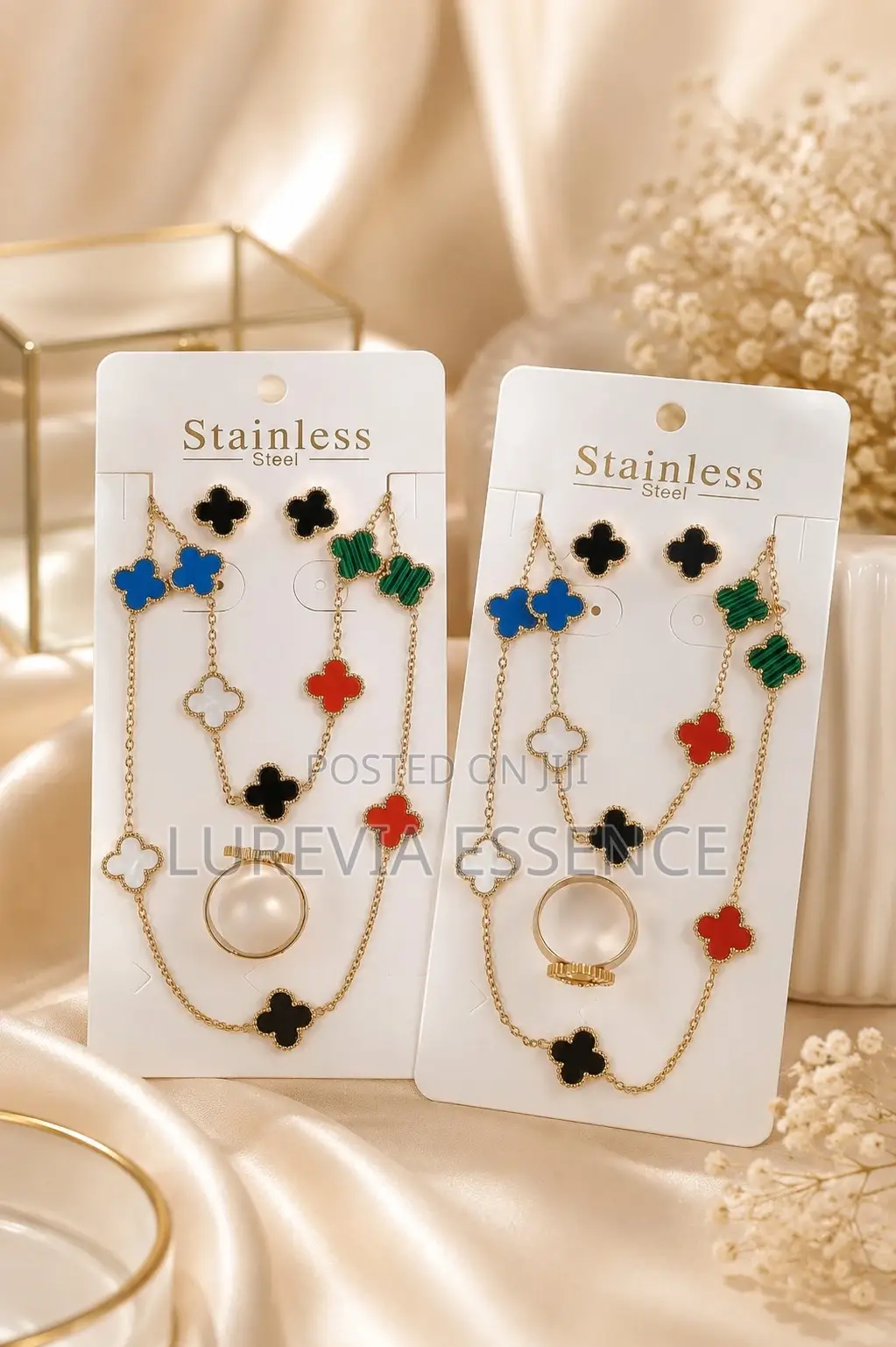 Clover-Inspired Stainless Steel Jewelry Sets