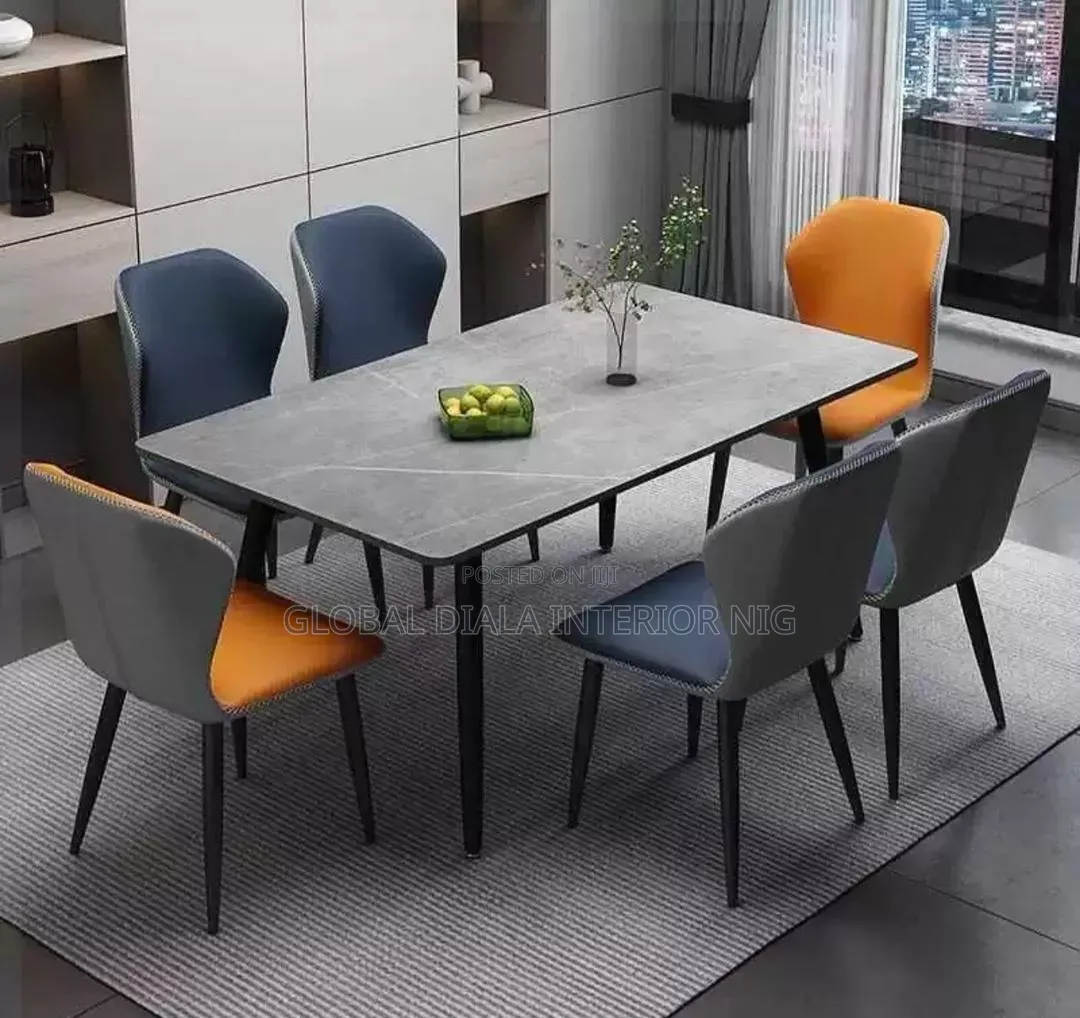 Complete Marble Dining Set by 6