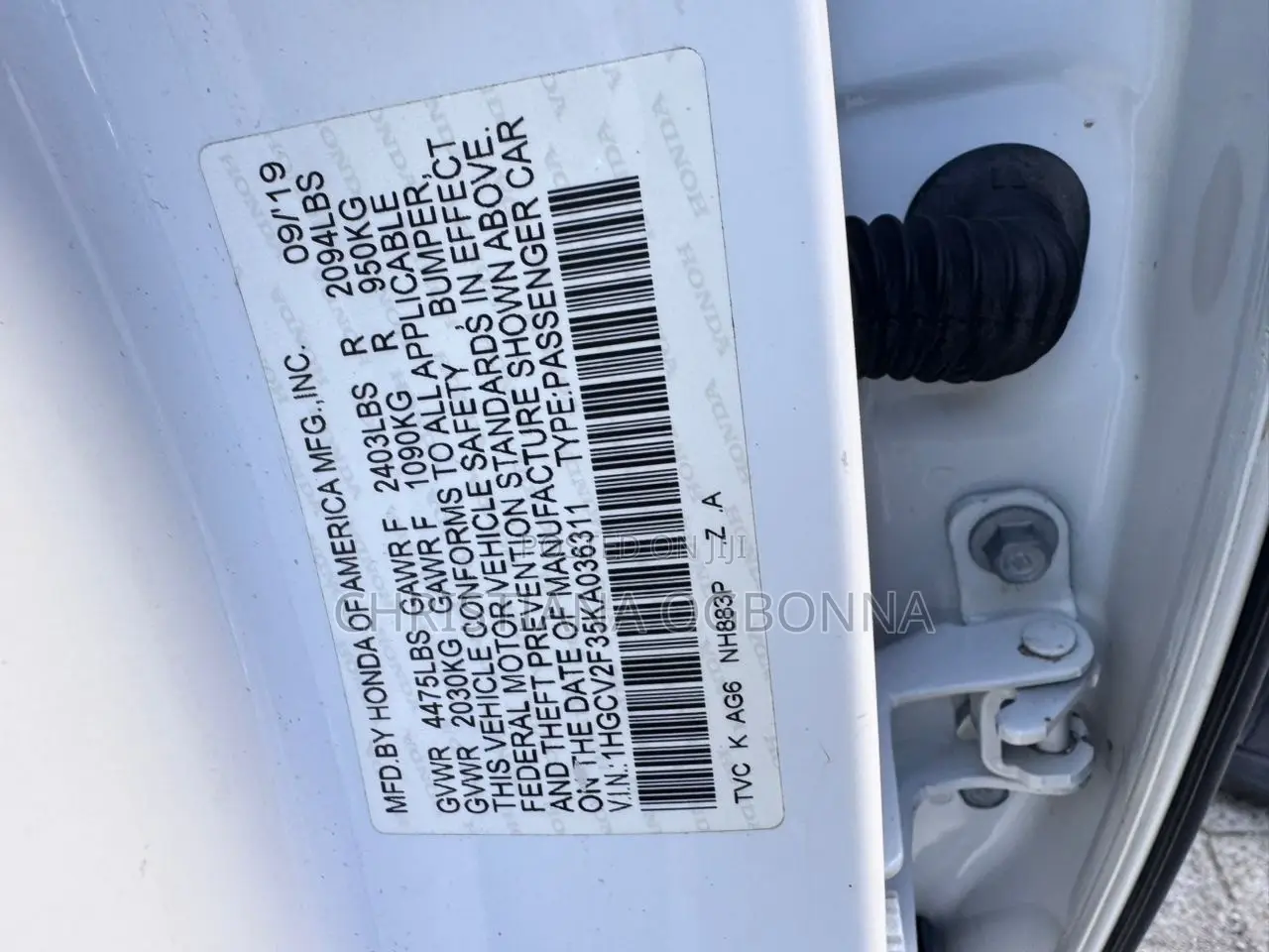 Honda Accord 2019 White
