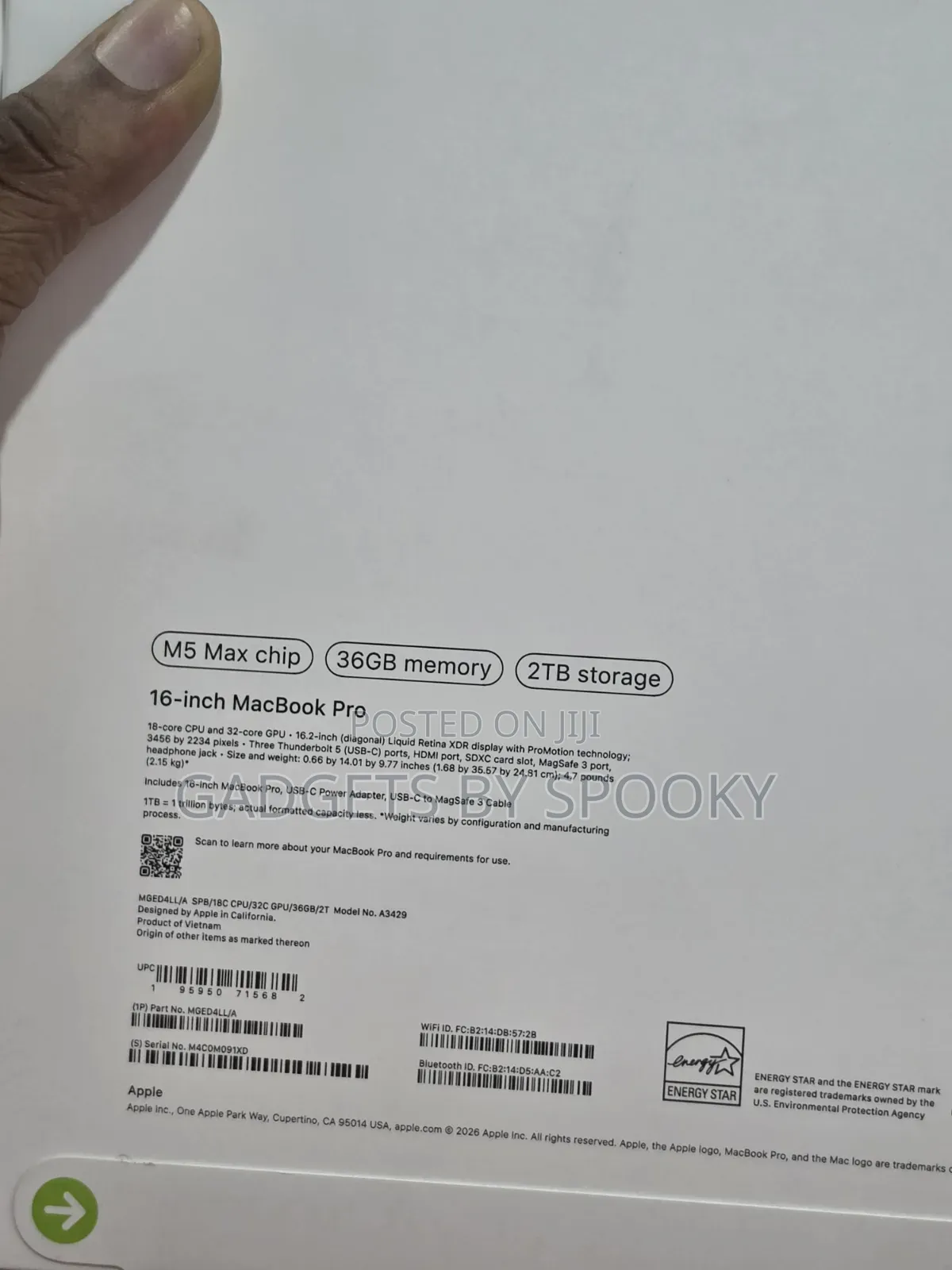 New Laptop Apple MacBook Pro 2026 M5 Max 36GB Apple M5 Max SSD 2T