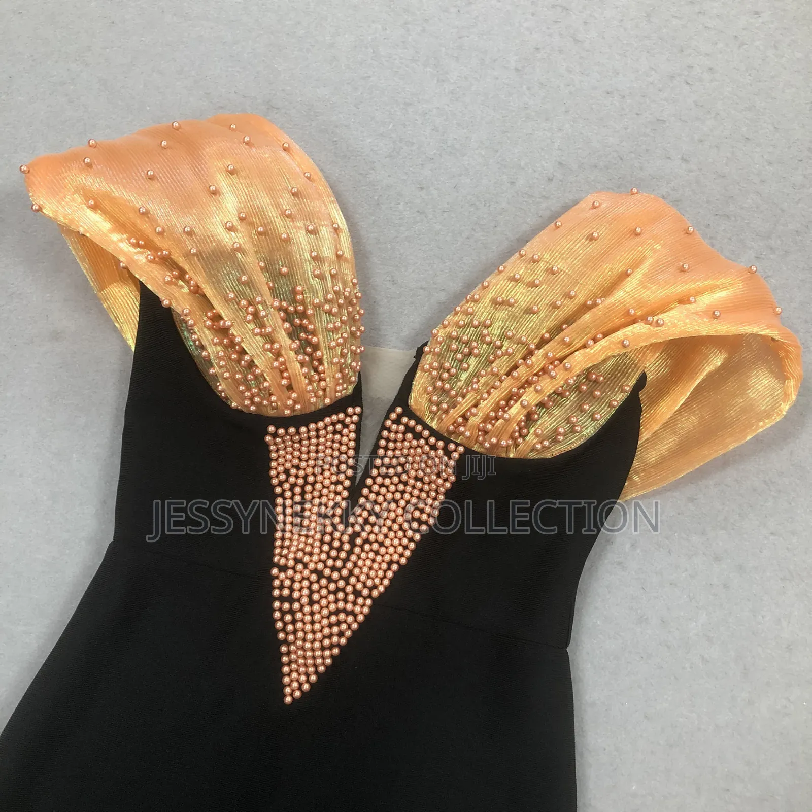 Quality Luxurious Ladies Bandage Dress With Orange Hand