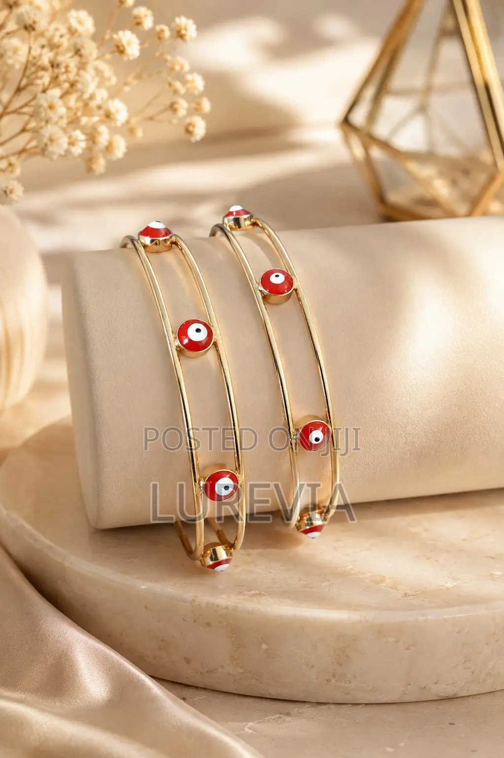 Gold Cuffs With Evil-Eye Enamel Accents