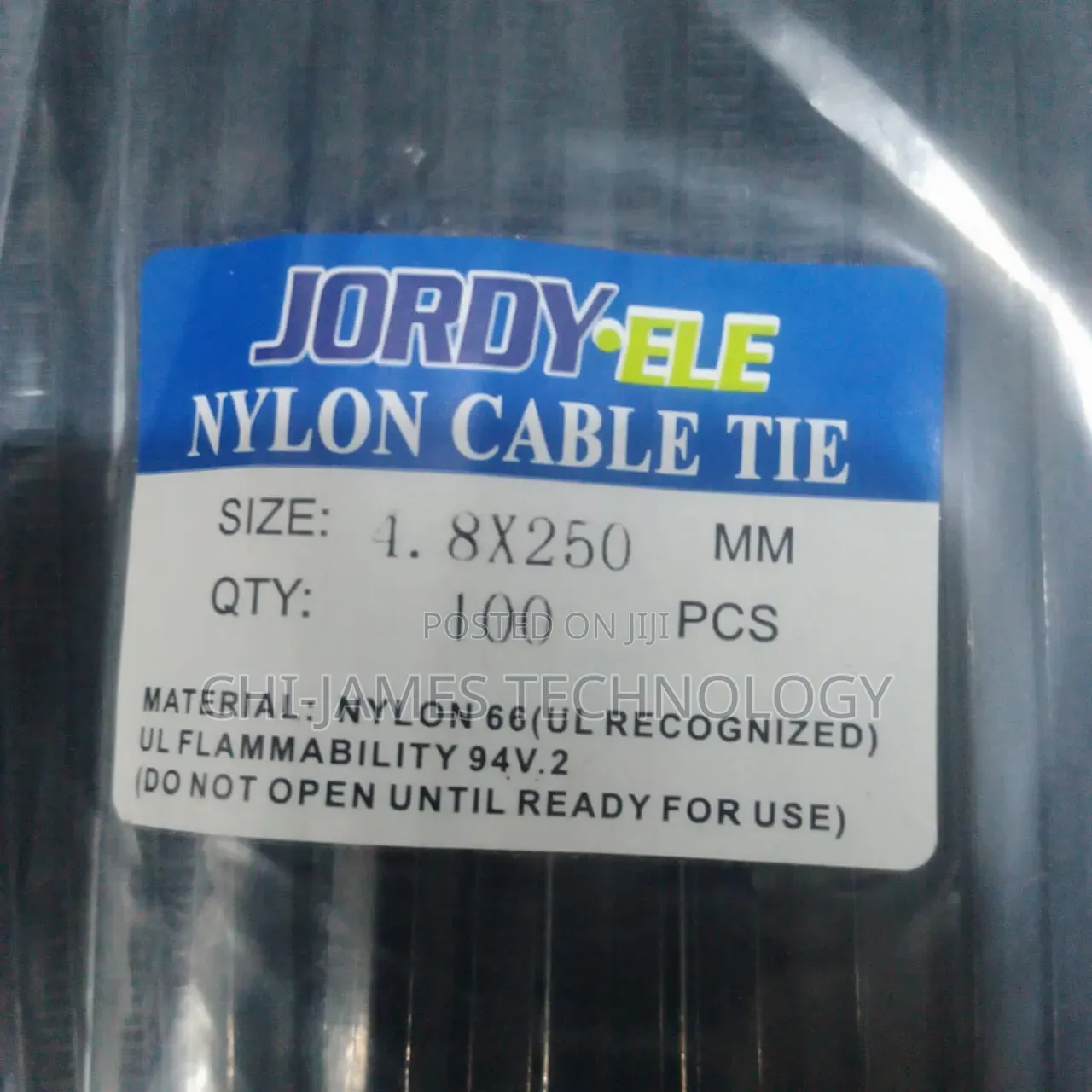 4.8×250mm Nylon Cable Tie 100pcs