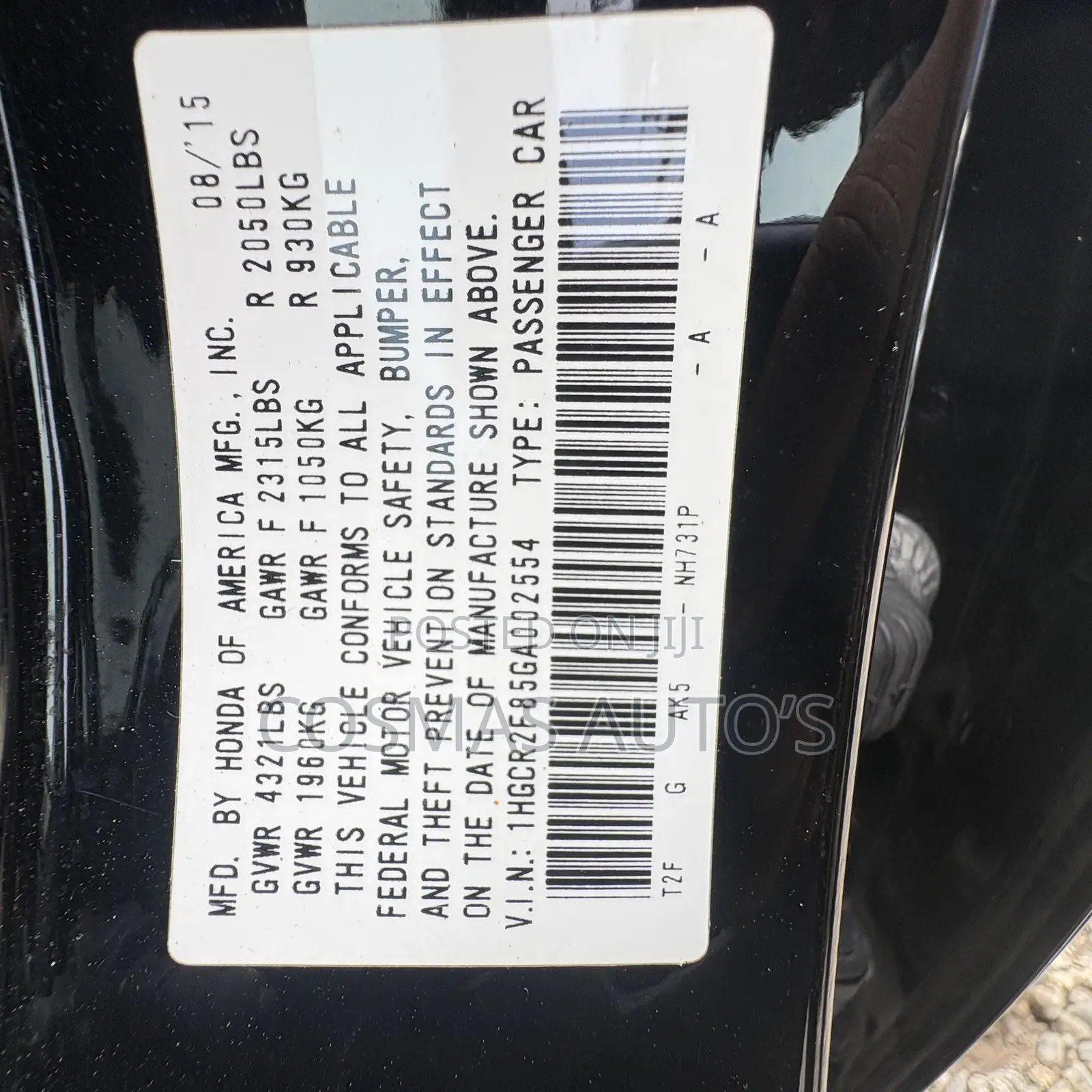 Honda Accord 2016 Black