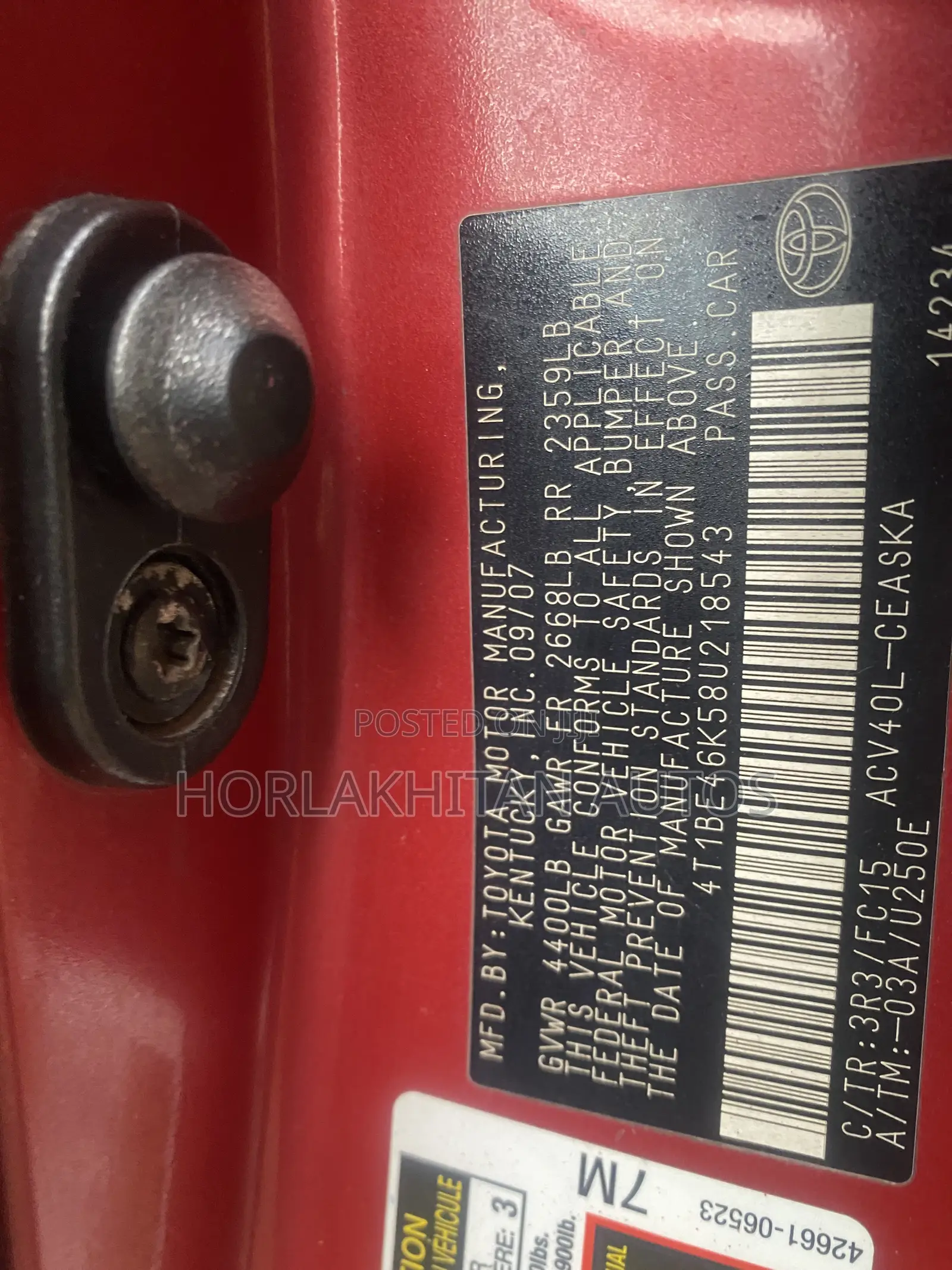 Toyota Camry SE 4dr Sedan (2.4L 4cyl 5A) 2008 Red