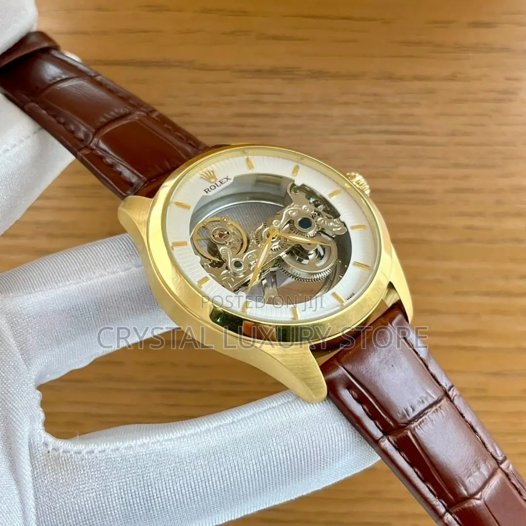 Rolex Quality Luxury Men Genuine Leather Automatic Engine Wristwatch