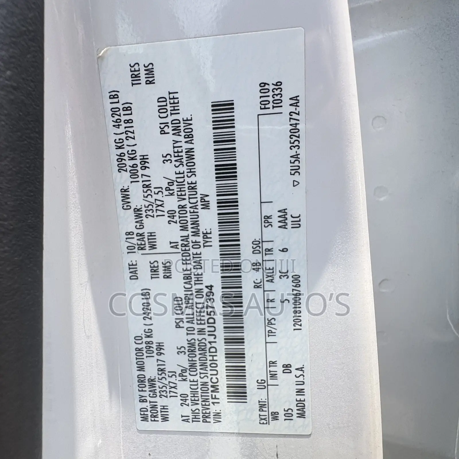 Ford Escape 2019 White