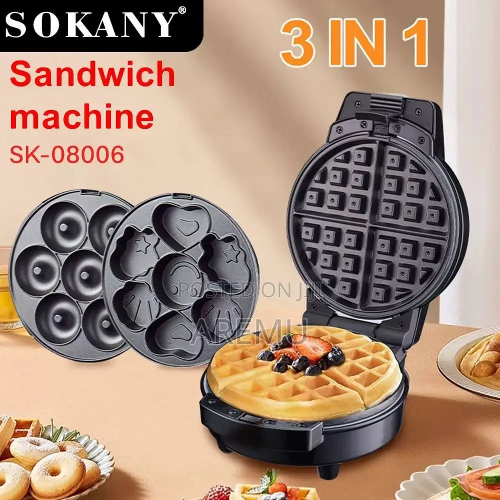 3 in 1 Sokany Eletric Detachable Waffle/Cartoon,Doughnut Maker...