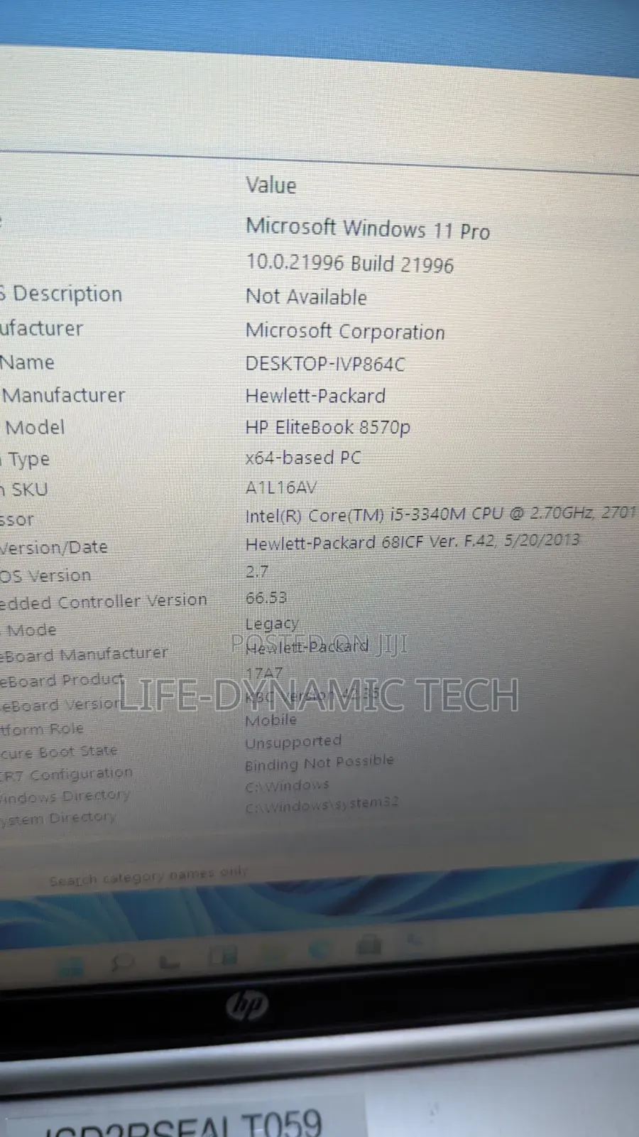Laptop HP EliteBook 8570P 8GB Intel Core i5 HDD 500GB