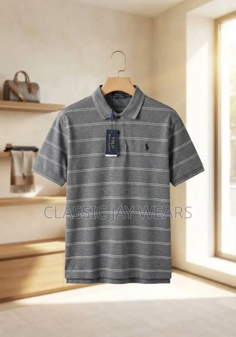 Plus Size Strip Collar Neck Polo