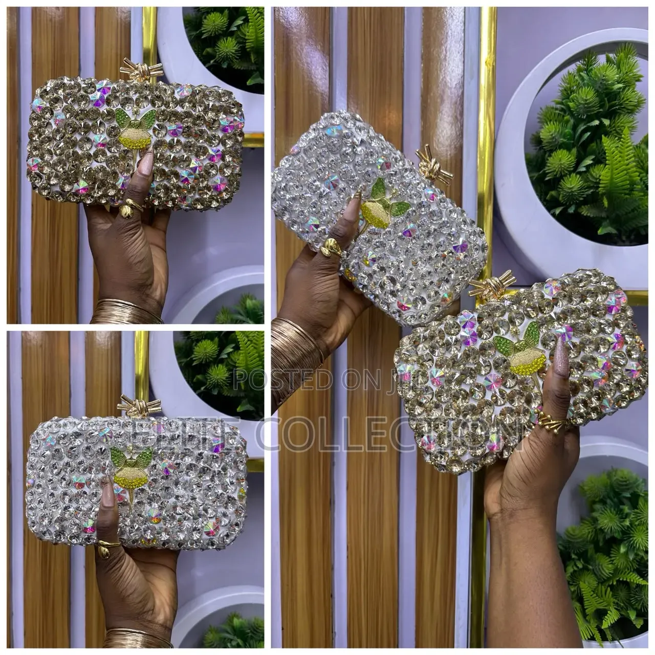 Trendy Floral Purse Gold, Pink and Black Color
Boxed