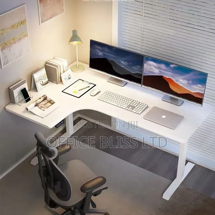 L Shaped Adjustable  Sit to Stand  Desk - 1.4 Metre