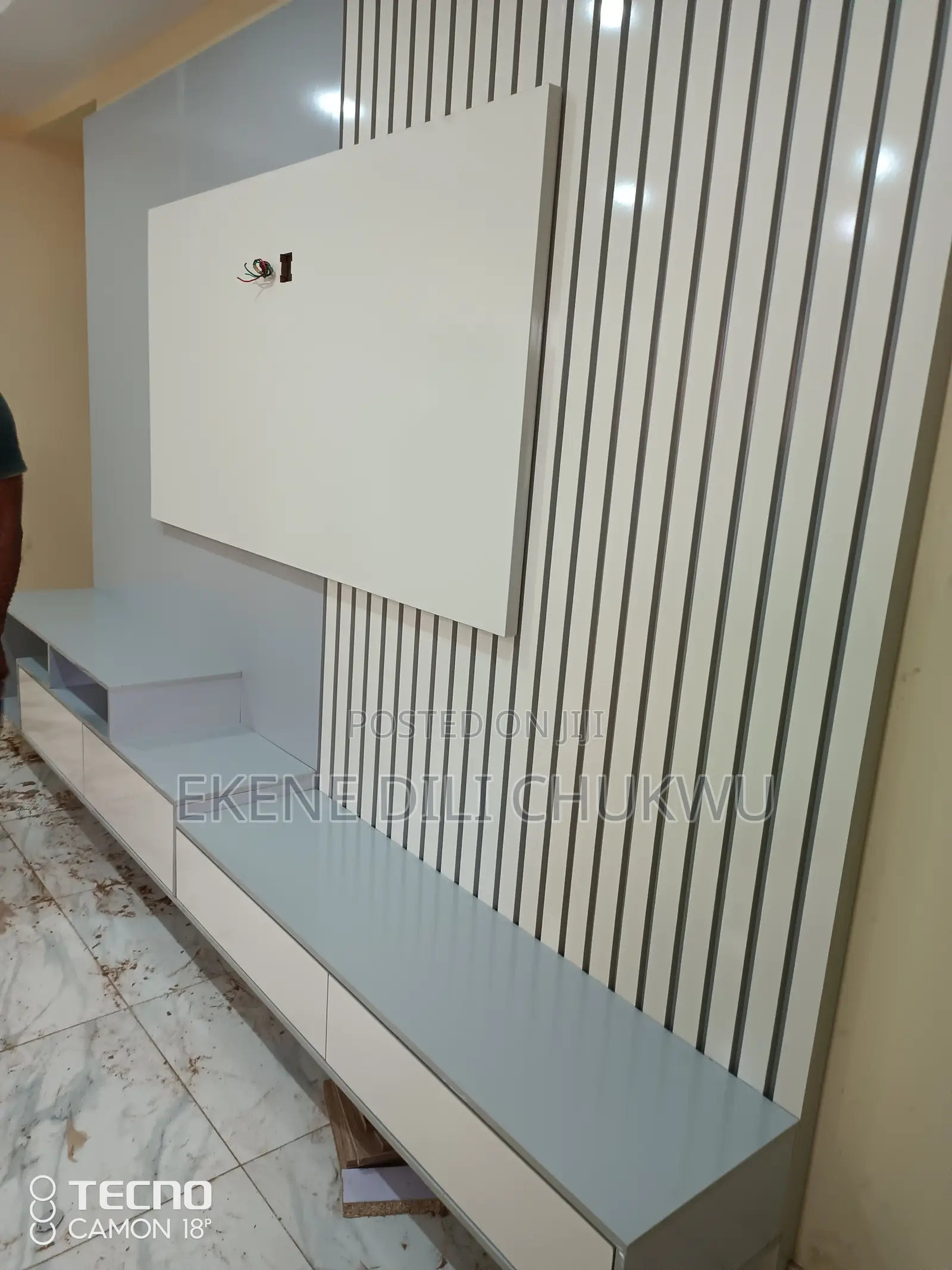 Luxury Modern Entertainment Wall With Fluted Feature Panel