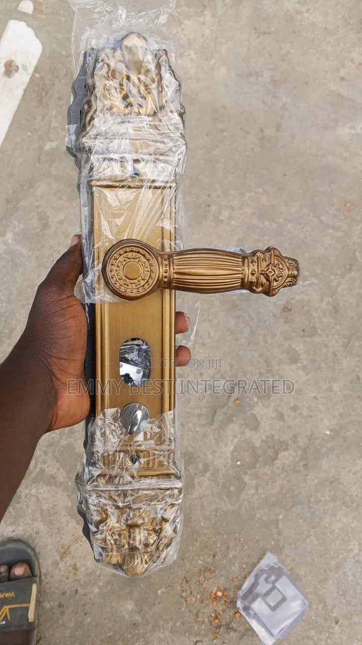 Antique Brass Door Handle Lock Set