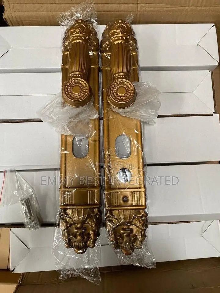 Antique Brass Door Handle Lock Set