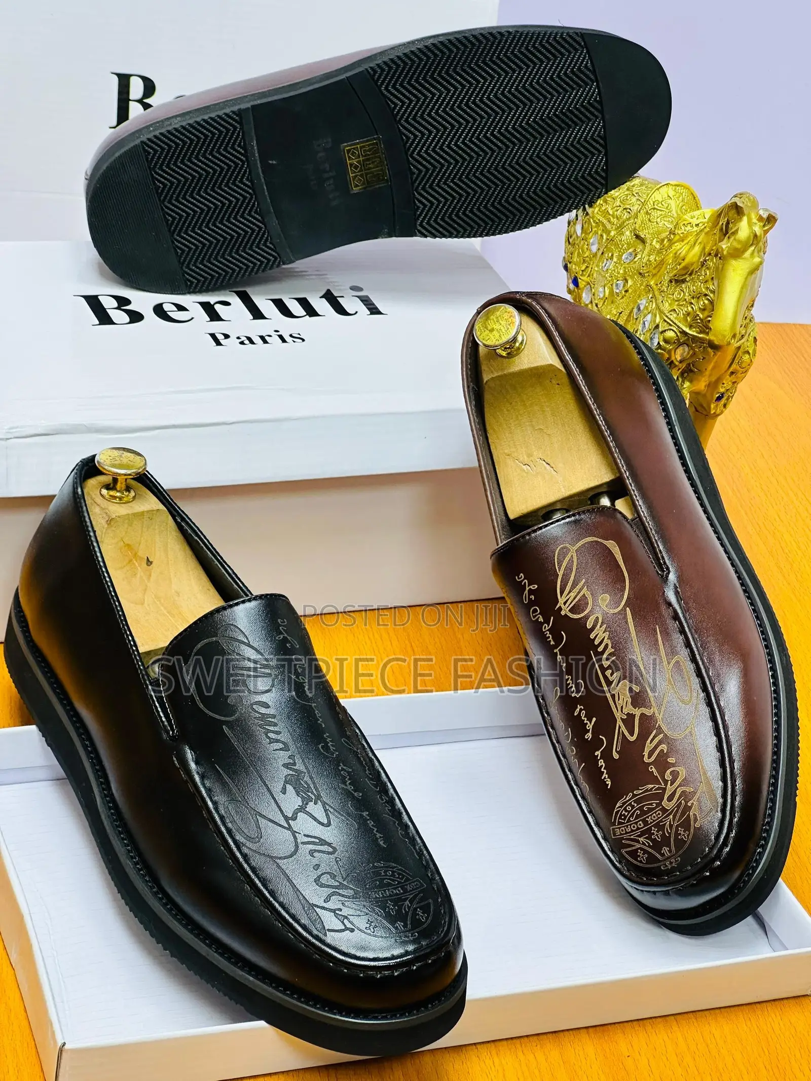 Men’s Premium Berluti Inspired Black/Brown Leather Loafers
