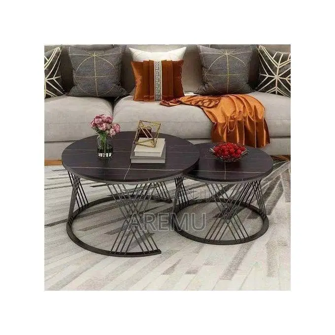 Nesting 2pcs Faux Marble Center Table